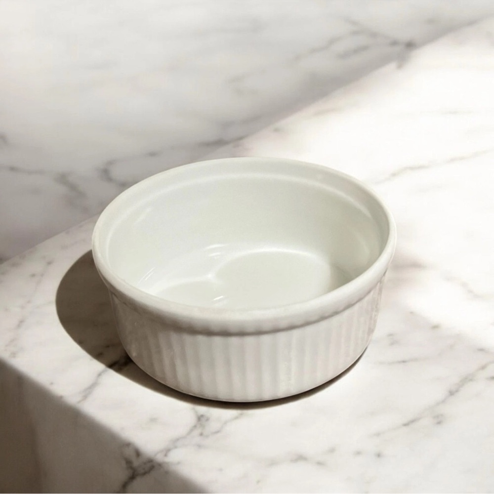 Vintage Apilco France Round Porcelain Ribbed Baking Dish Tart Custard